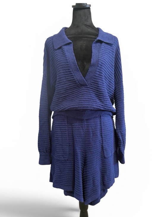 Free People Pants - Carter Sweater Set Cozy Knit Two-Piece Lounge Set in Navy Blue,  NWT